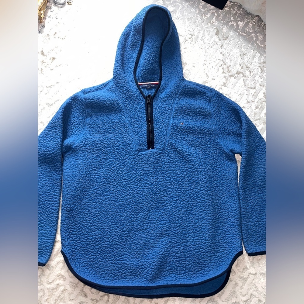 Tommy Hilfiger fleece quarter zip Blue Sweater - Picture 1 of 6